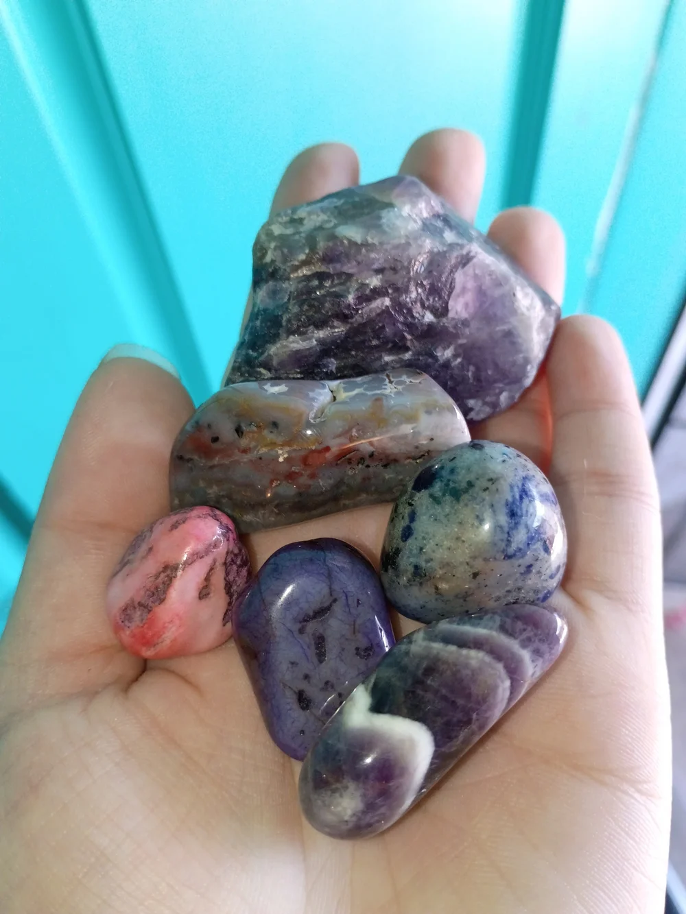Scoop Of Polished Multi-Gemstone Hand Bundle - Purple and Pink Home Accent
